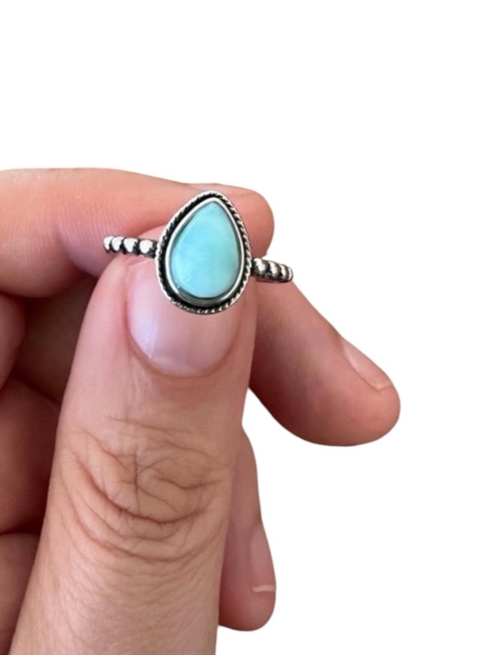 Faux Turquoise Teardrop Ring